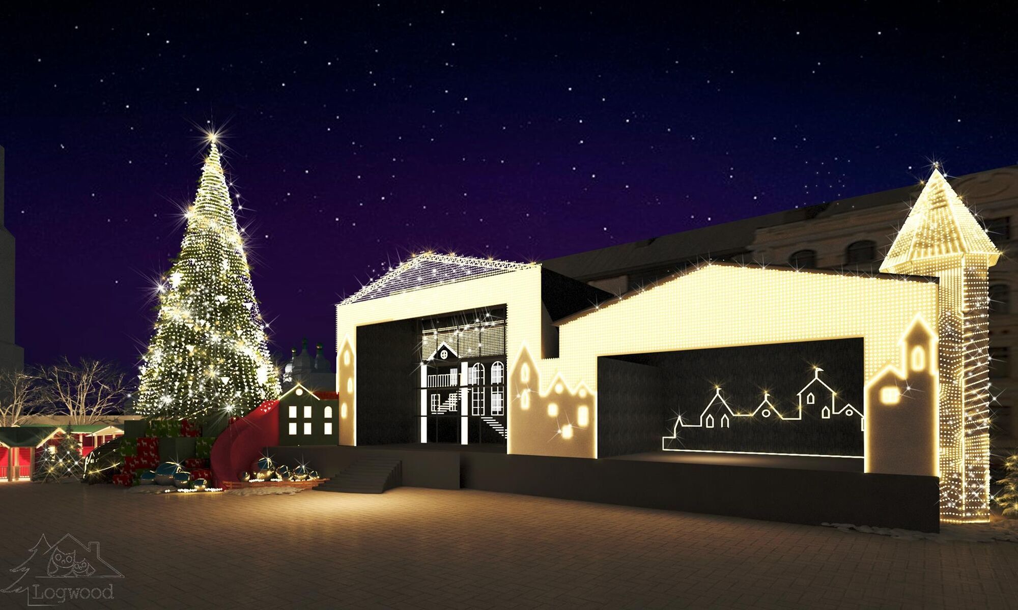 Проект новогоднего городка на Софийской площади в Киеве. Фото: Folk Ukraine / Facebook