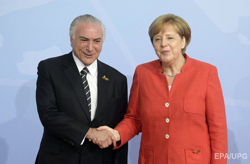 Президент Бразилии Мишель Темер и канцлер Германии Ангела Меркель