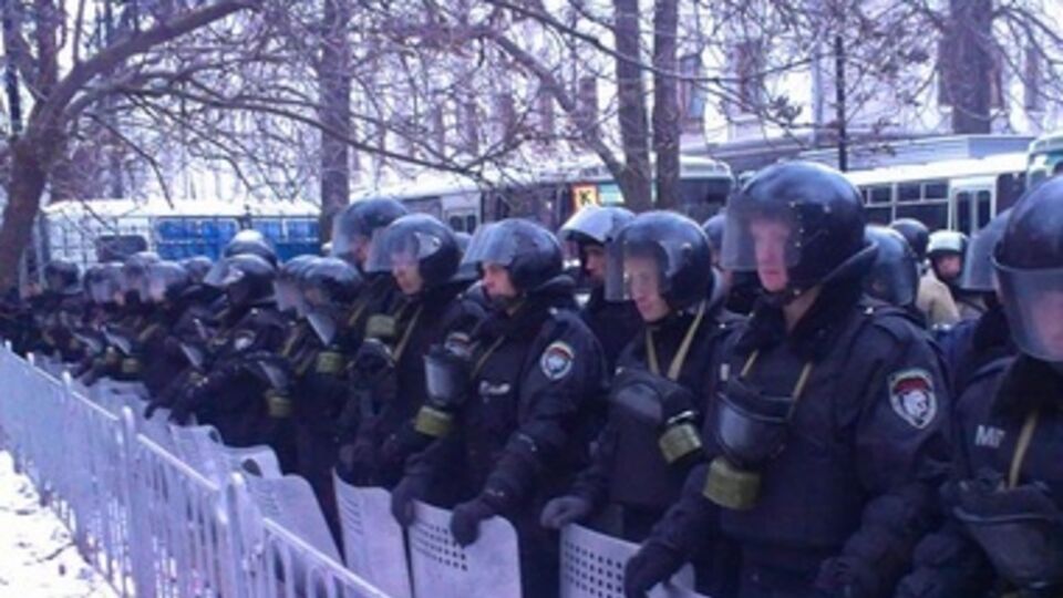 Одно из оцеплений в центре Киева