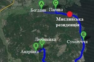 На карте отмечены охотничьи угодья Януковича