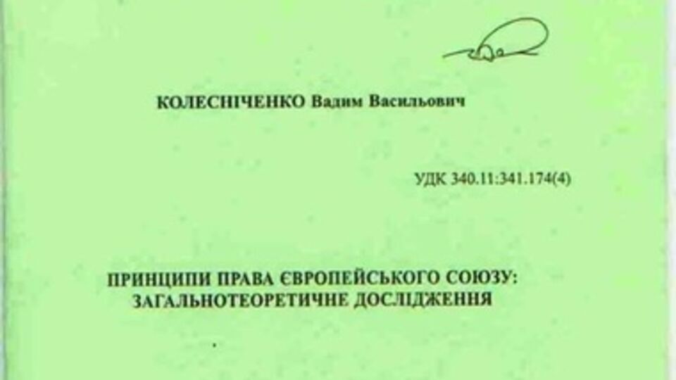 Колесниченко изучал право ЕС
