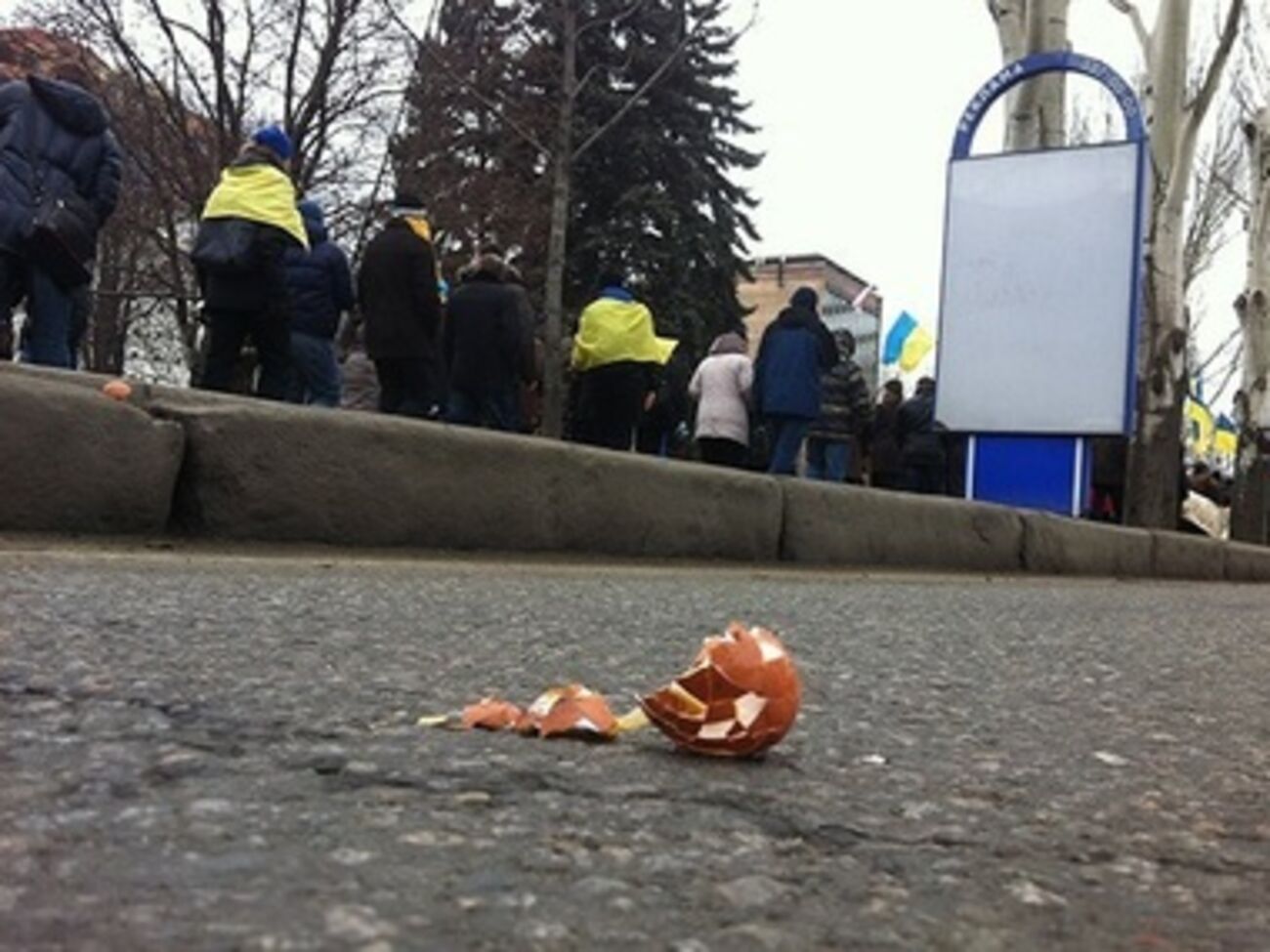 Участников Евромайдана забросали яйцами