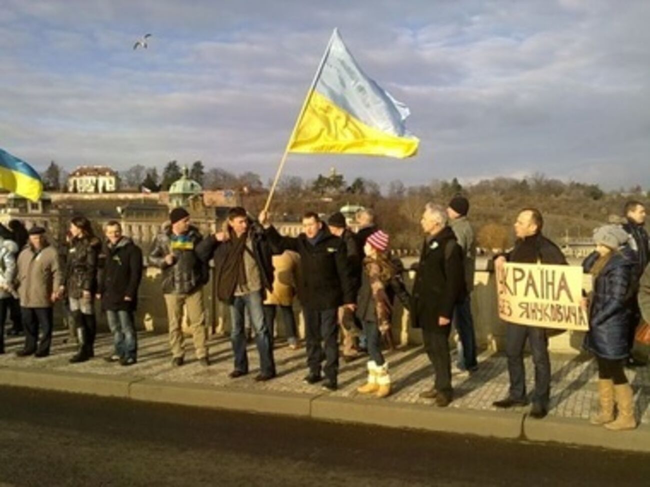 На митинге несли флаги Украины и ЕС
