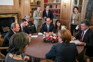 На встрече присутствуют лидеры Украины, России, Франции и Германии