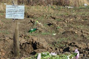 Одна из найденных правозащитниками могил в Нижней Крынке Донецкой области