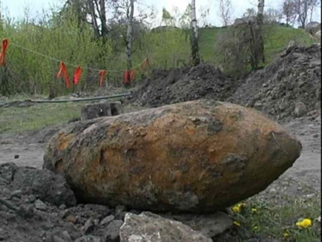 Бомбу обнаружили местные жители во время прогулки в лесу