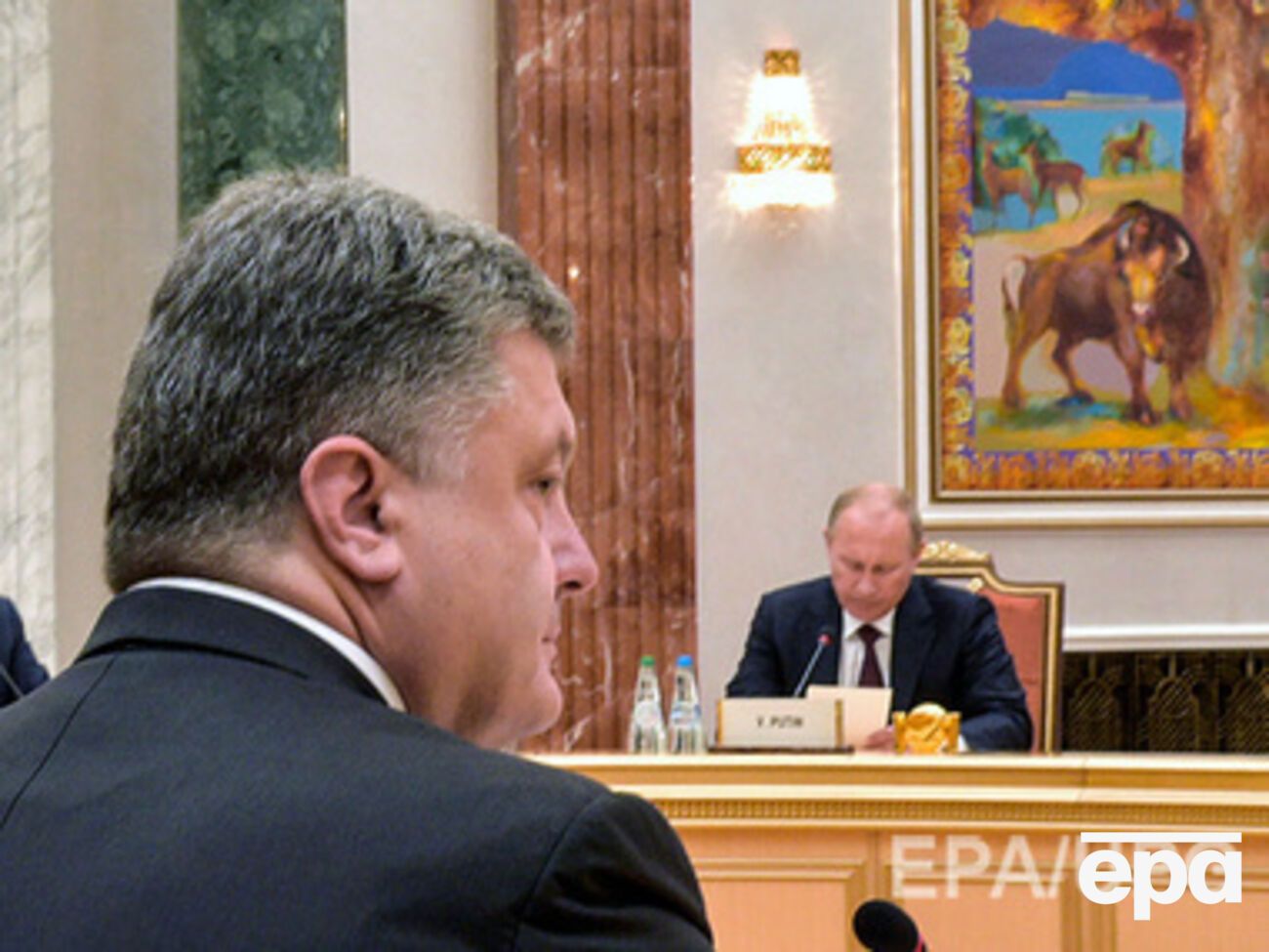 Порошенко и Путин на встрече в Минске