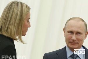 Могерини и Путин на встрече в Москве в июле этого года