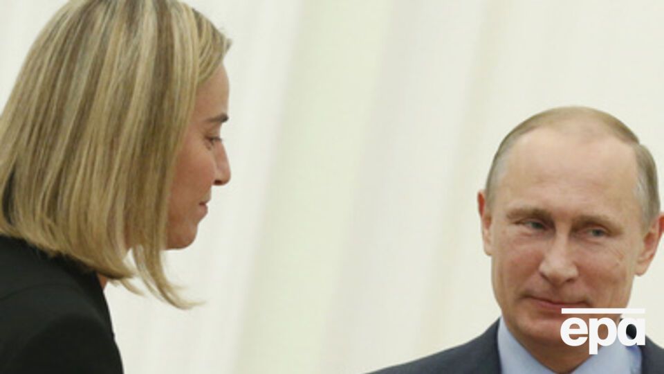 Могерини и Путин на встрече в Москве в июле этого года