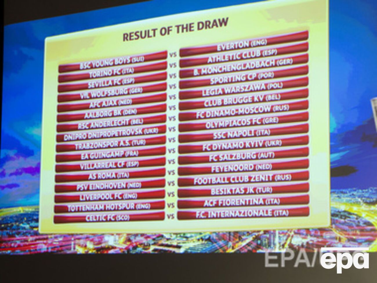 Стали известны игровые пары 1/16 Лиги Европы