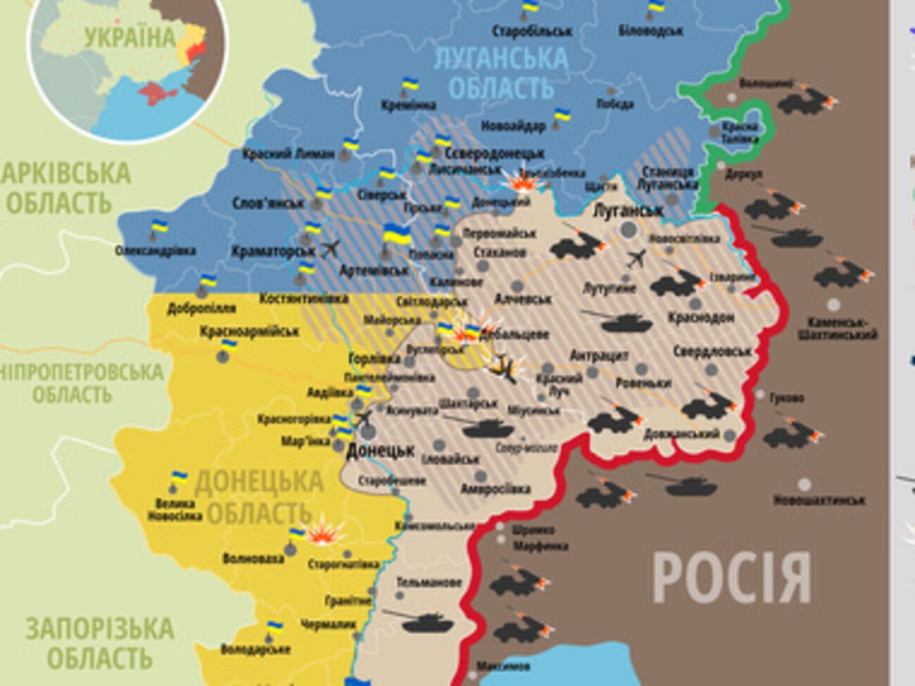 За первую половину дня террористы 8 раз обстреляли позиций украинских войск