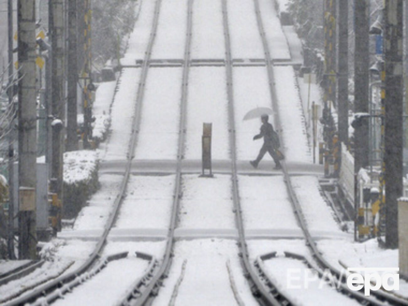 Японию накрыли снегопады