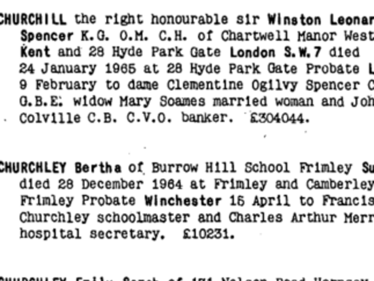 Скриншот завещания Черчилля
