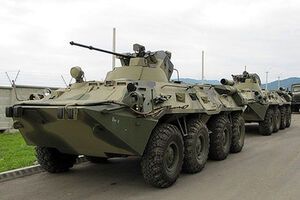 Российский батальон мотострелковой бригады возвращается на базу на Волге