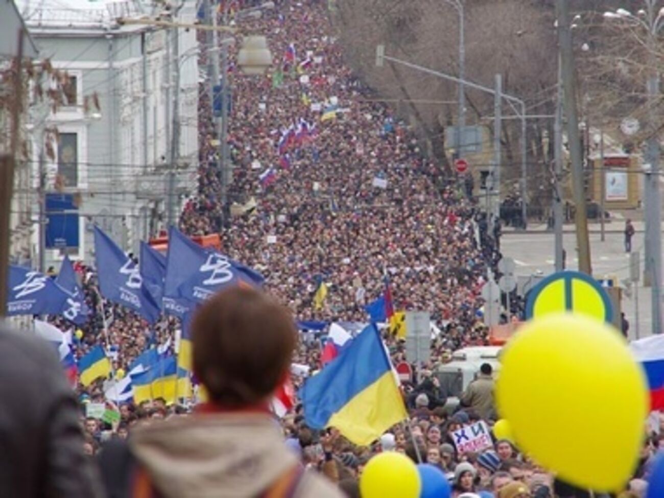 Антивоенный митинг в Москве в марте