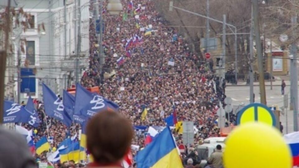 Антивоенный митинг в Москве в марте