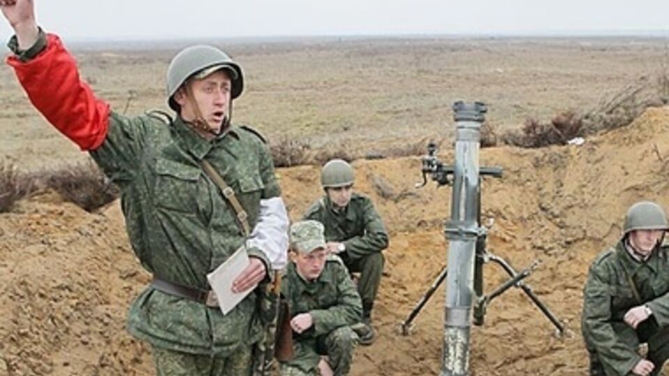 Контрольное занятие на Обуз-Лесновском полигоне. Работа минометного расчета.