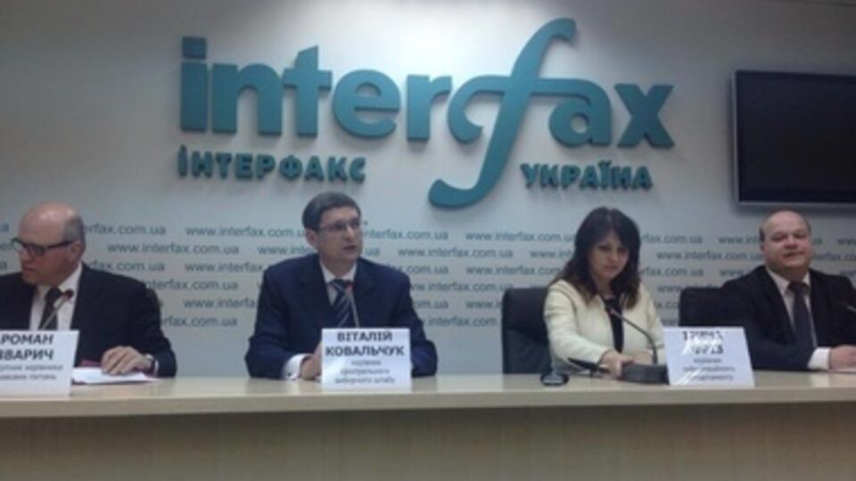 Члены избирательного штаба Петра Порошенко: Роман Зварич, Виталий Ковальчук, Ирина Фриз и Валерий Чалый