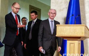 Херман ван Ромпей и Арсений Яценюк провели совместный брифинг