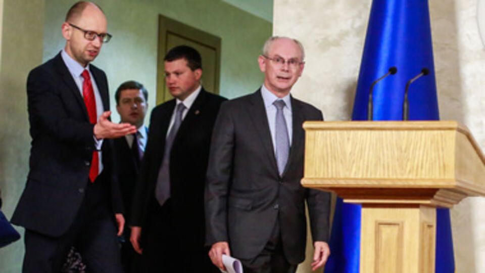 Херман ван Ромпей и Арсений Яценюк провели совместный брифинг