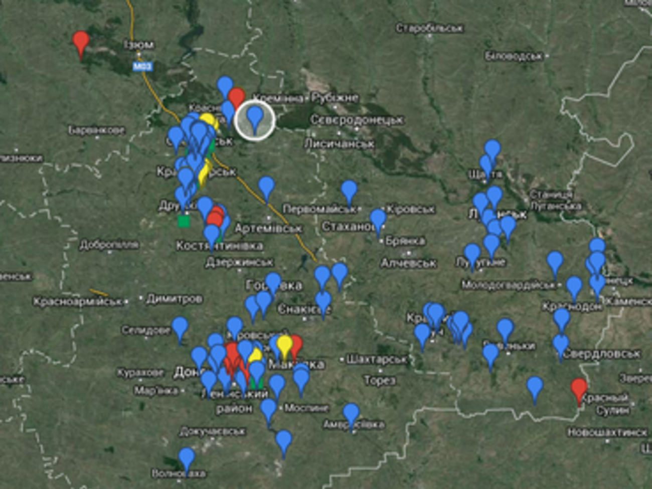 На карте видно расположение основных сил сепаратистов.