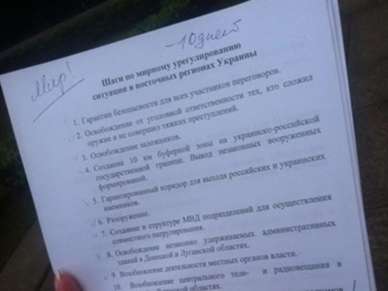 Мирный план Порошенко состоит из 14 пунктов