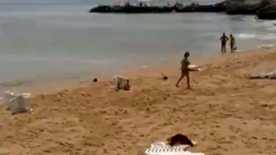 Пляж микрорайона Совиньон после прихода большой волны