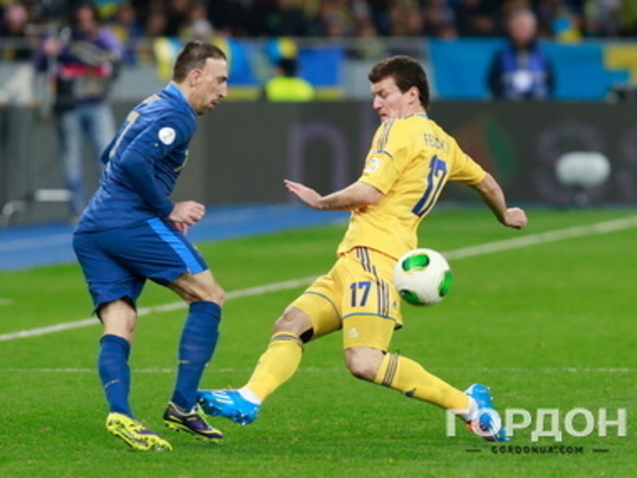 Франк Рибери в матче сборных Украины и Франции в плей-офф ЧМ-2014