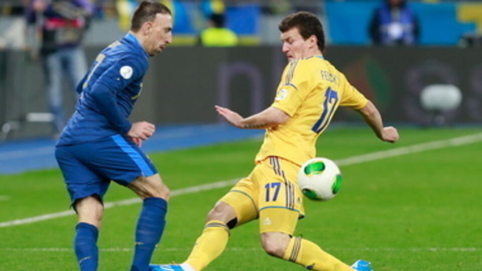 Франк Рибери в матче сборных Украины и Франции в плей-офф ЧМ-2014
