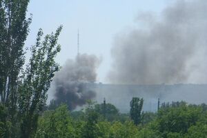 По данным очевидцев, это дым в районе обстрела