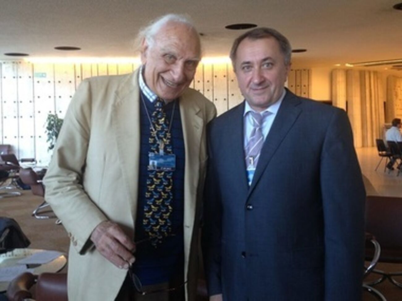 Богдан Данилишин (справа) на встрече в рамках 24 сессии ООН в Женеве. Сентябрь 2013 года