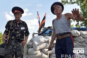 Один из блокпостов пророссийских казаков возле Луганска