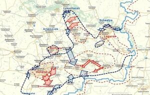 Судя по опубликованным данным, украинские силы отрезают Донецк от восточной части занятых террористами территорий