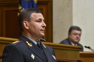 Валерий Гелетей и Петр Порошенко сегодня в парламента во время голосования за нового министра обороны