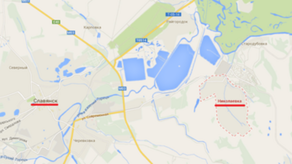 Николаевка --- город районного значения в 15 км от Славянска