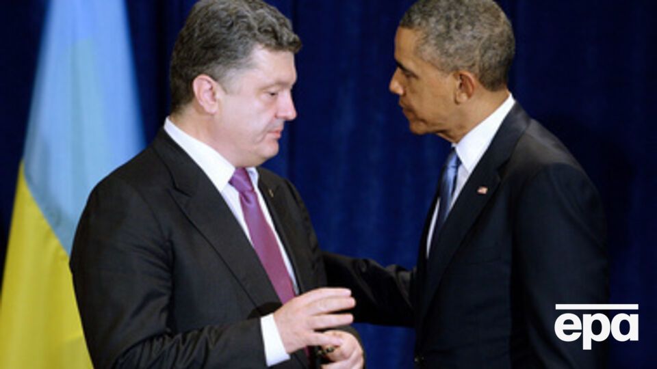 Петр Порошенко и Барак Обама во время встречи в Варшаве 4 июня 2014 года