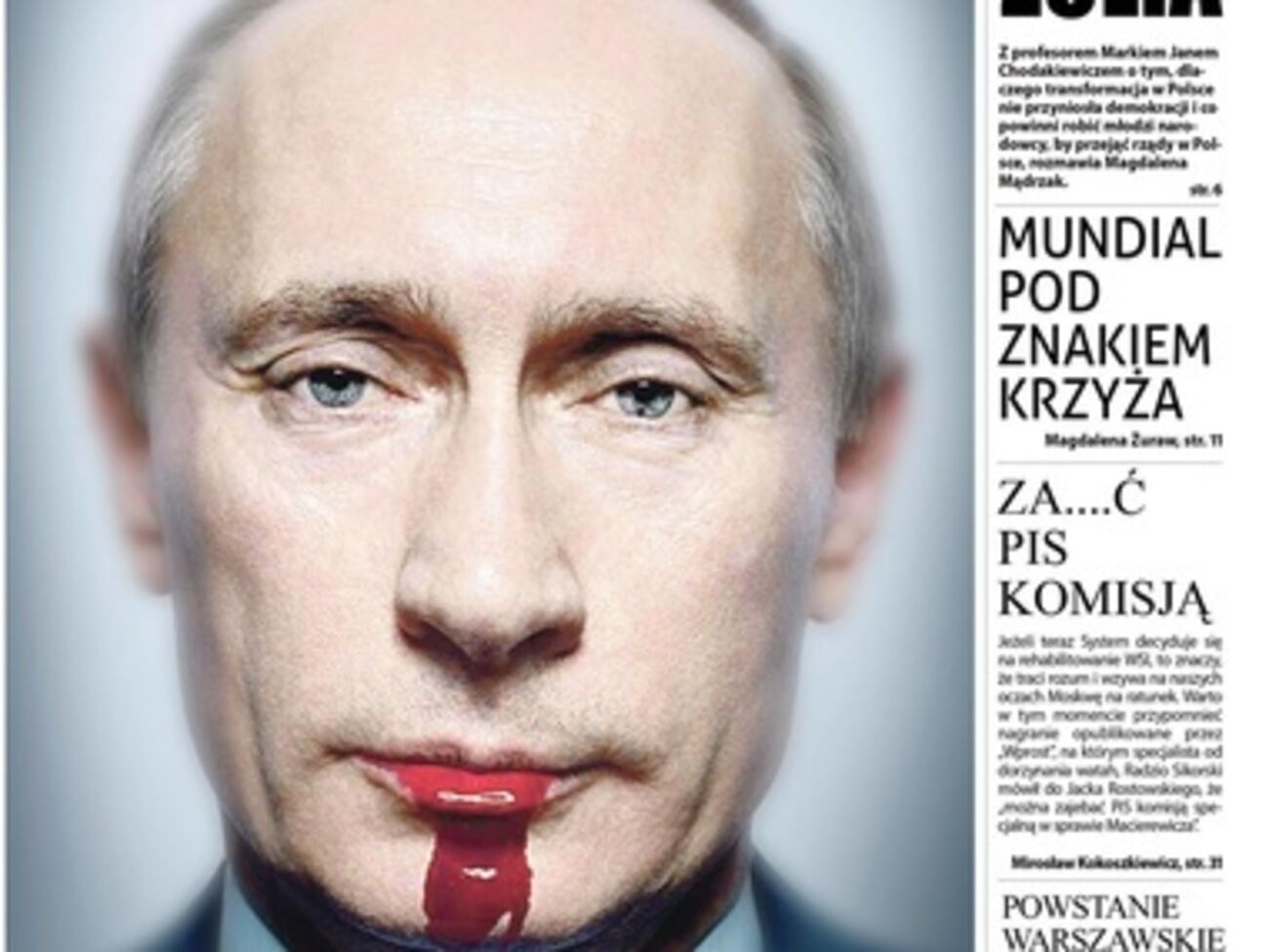 Обложка&nbsp;Polska Niepodległa за понедельник, 28 июля. Фотографию президента России Владимира Путина подписали словом Bloodymir (от английского blood --- кровь)&nbsp;