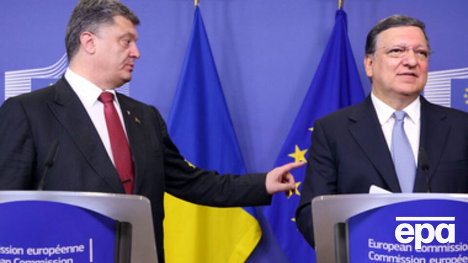 Президент Украины Порошенко и Жозе Мануэль Баррозу в Брюсселе