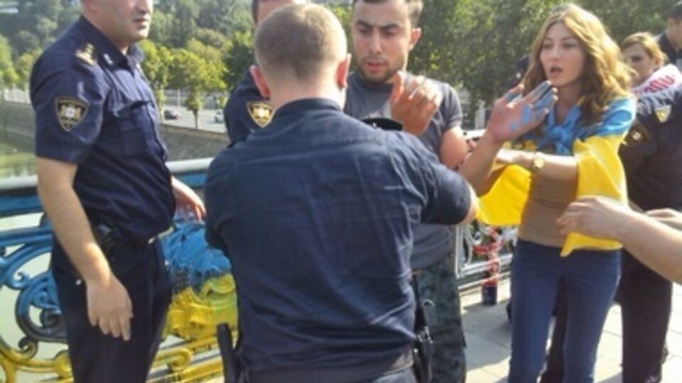 Полиция задержала патриотов Грузии за акцию солидарности с Украиной