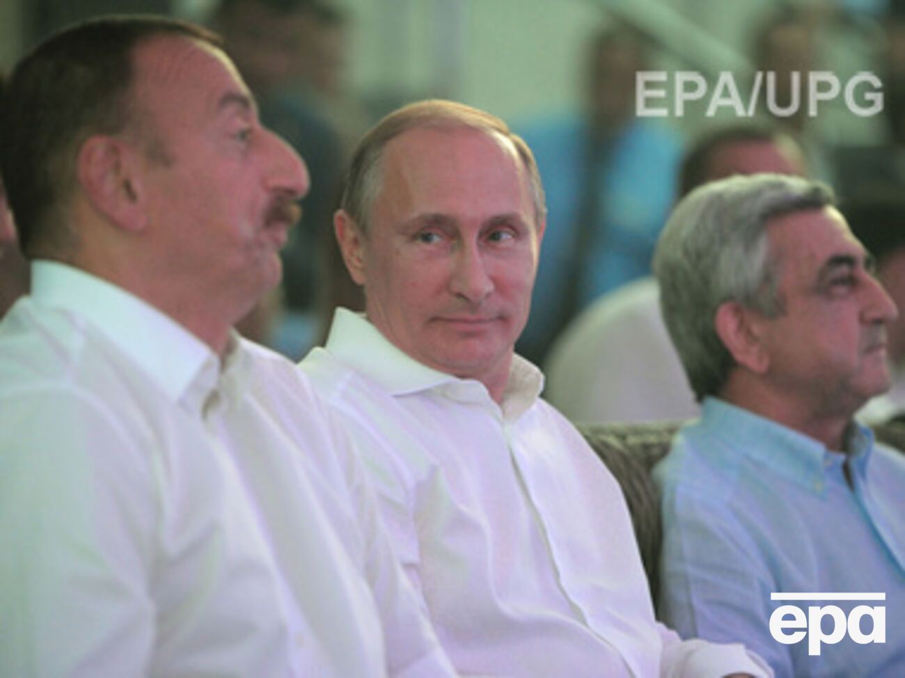 Президент РФ Владимир Путин с лидерами Азербайджана Ильхамом Алиевым и Армении ---&nbsp;Сержем Саргсяном во время встречи в Сочи