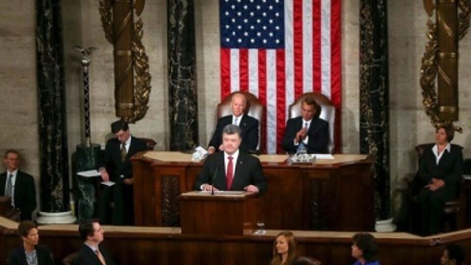 Петр Порошенко во время выступления в Конгрессе США