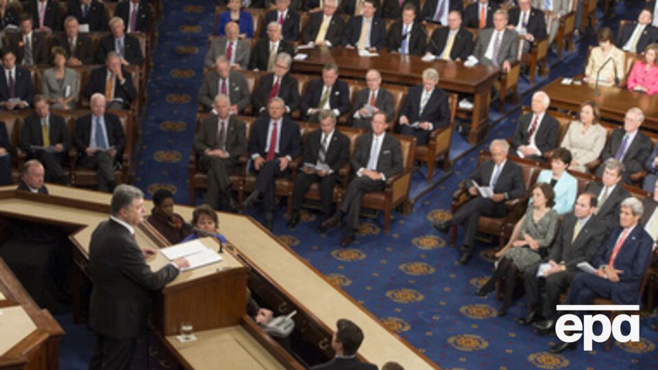 Петр Порошенко во время выступления в Конгрессе США