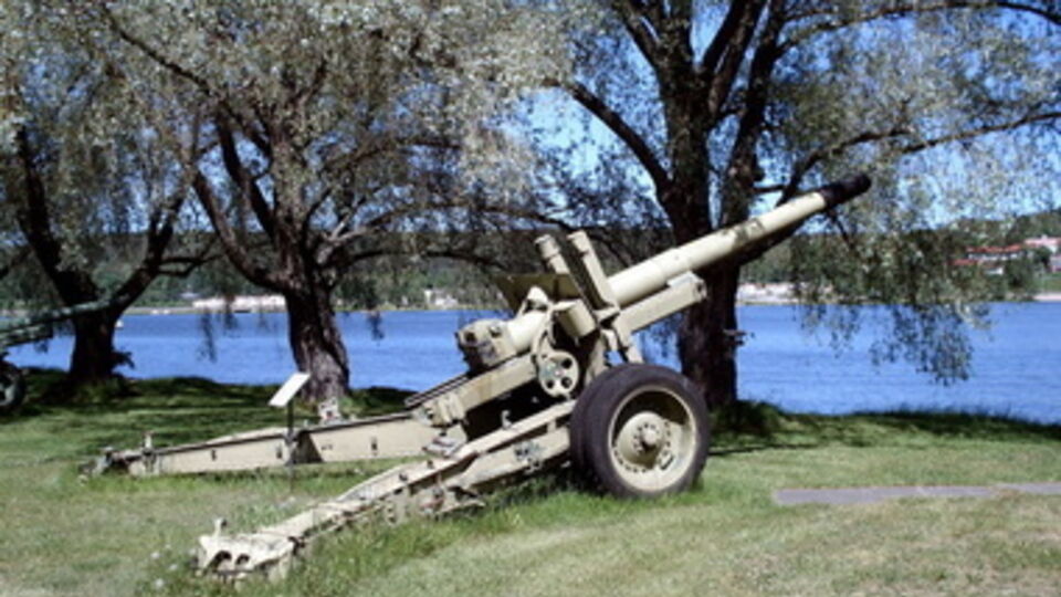 По словам очевидцев, рядом с пушкой лежат снаряды<br /><br />