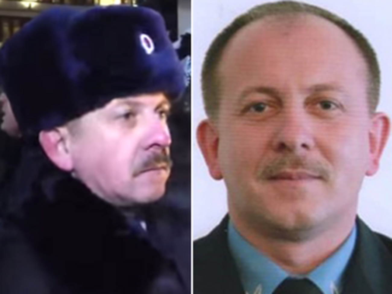 Слева &ndash; полицейский, похожий на Федчука, во время разгона митинга на Манежной площади в Москве 30 декабря; справа &ndash; Федчук в форме украинской милиции