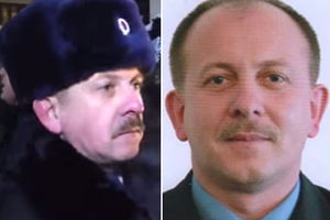 Слева – полицейский, похожий на Федчука, во время разгона митинга на Манежной площади в Москве 30 декабря; справа – Федчук в форме украинской милиции