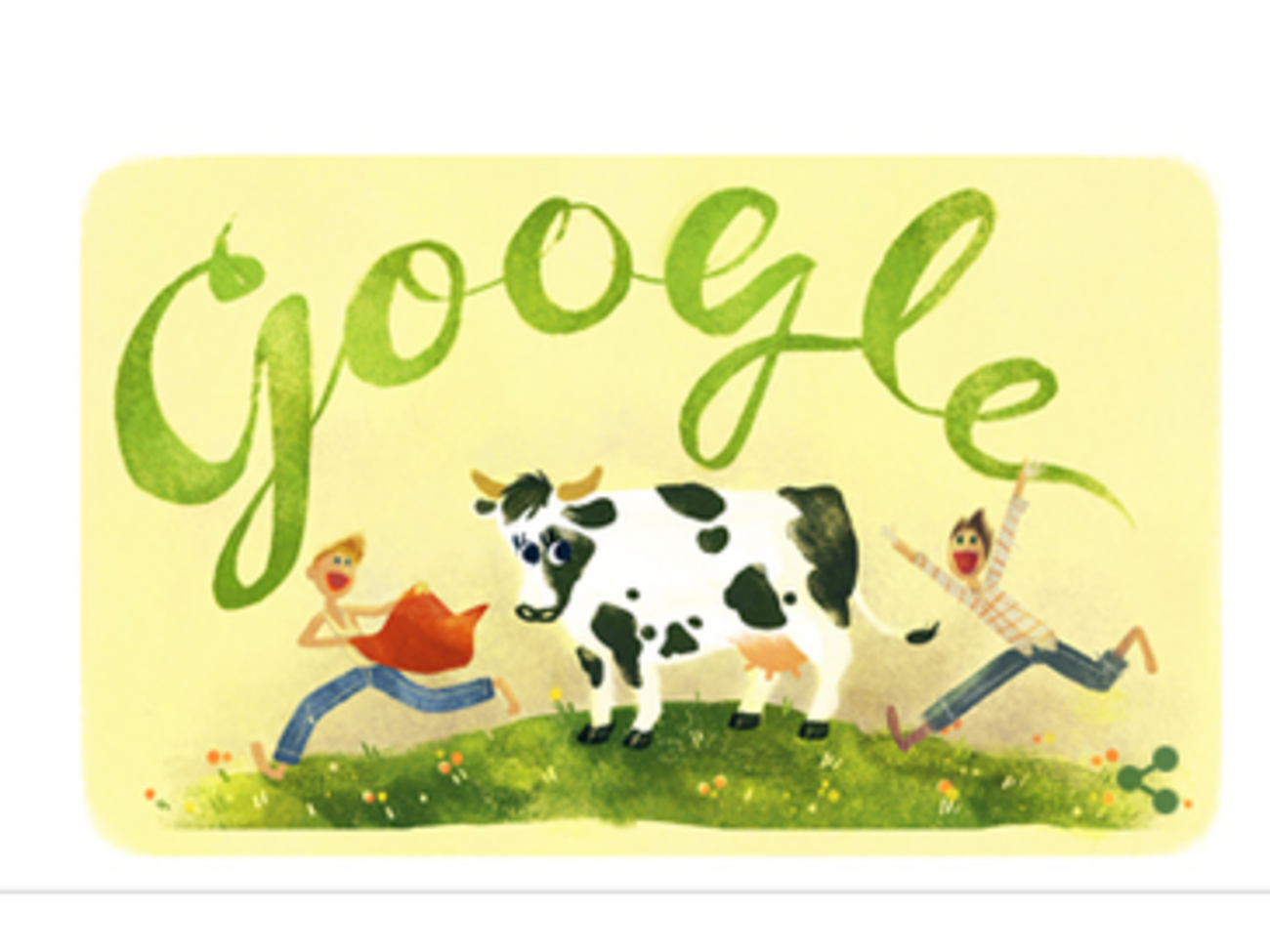 Ява и Павлуша укрощают корову на главной странице Google