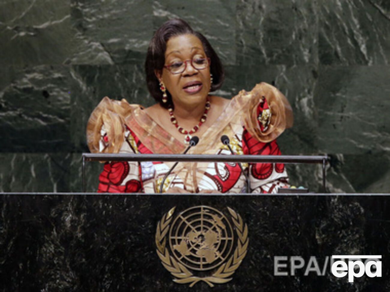 Глава переходного правительства ЦАР Катарина Самба-Панза на 69-й сессии ООН в сентябре 2014 года