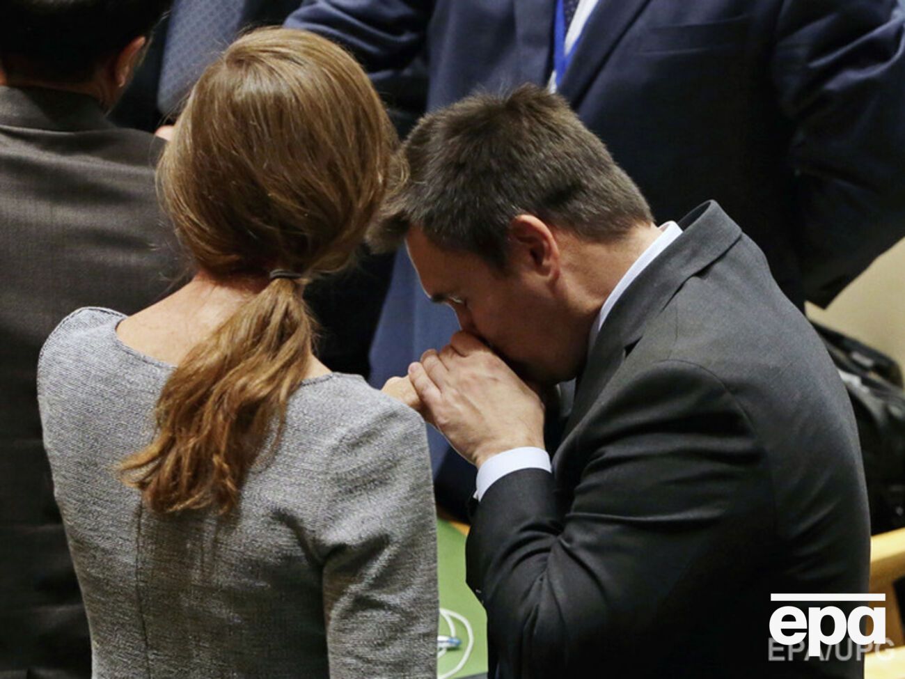 Павел Климкин и Саманта Пауэр в зале Генассамблеи ООН