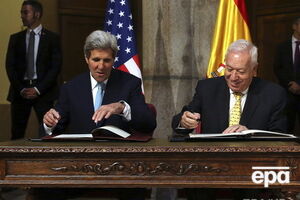 Джон Керри и Хосе Мануэль Гарсия-Маргальо во время встречи в Мадриде