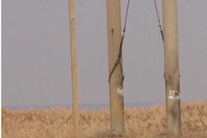 Поврежденная опора ЛЭП в Геническом районе